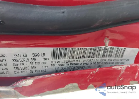 2019 Dodge Journey Gt Awd из США, поврежденный, VIN 3C4PDDEG4KT720309